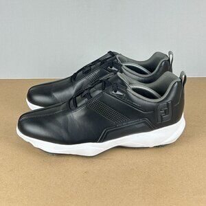 FootJoy eComfort Spiked Gold Shoes Mens 11.5 Black Synthetic Leather Athletic